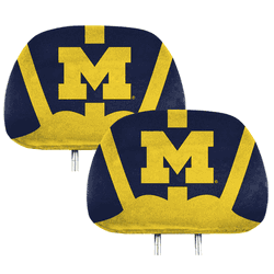 Michigan Wolverines Printed Head Rest Cover Set - 2 Pieces