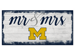 Michigan Wolverines Script Mr & Mrs 6x12 Sign