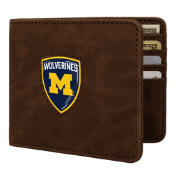 Michigan Wolverines Shield Wallet - Brown
