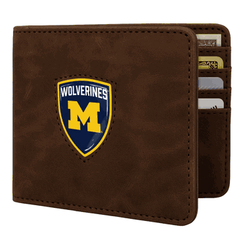 Michigan Wolverines Shield Wallet - Brown