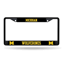 Michigan Wolverines Standard Black Chrome Frame with Plastic Inserts 12" x 6" Car/Truck Auto Accessory
