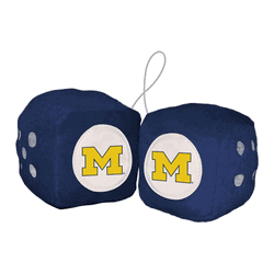 Michigan Wolverines Team Color Fuzzy Dice Dcor 3" Set