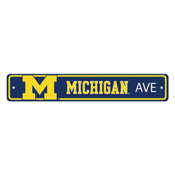 Michigan Wolverines Team Color Street Sign Dcor 4in. X 24in. Lightweight