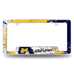 Michigan Wolverines Tie Dye 12" x 6" Chrome All Over Automotive License Plate Frame for Car/Truck/SUV