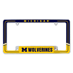 Michigan Wolverines Two-Tone 12" x 6" Chrome All Over Automotive License Plate Frame