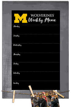 Michigan Wolverines Weekly Chalkboard with frame & clothespins 11x19 Sign