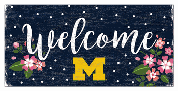 Michigan Wolverines Welcome Floral 6x12 Sign