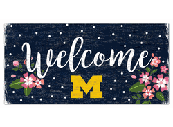 Michigan Wolverines Welcome Floral 6x12 Sign