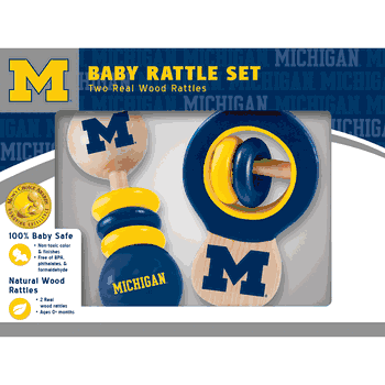 Michigan Wolverines Wood Rattle Set