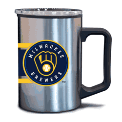 Milwaukee Brewers 15oz Stripe Plastic Wall Stainless Mug