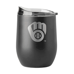 Milwaukee Brewers 16oz Black Etch Powder Coat Curved Bev