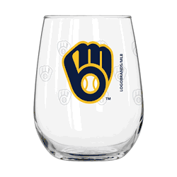 Milwaukee Brewers 16oz Satin Etch Curved Beverage Glass