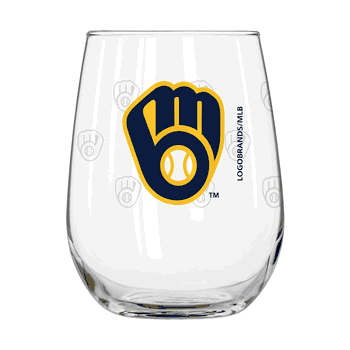 Milwaukee Brewers 16oz Satin Etch Curved Beverage Glass
