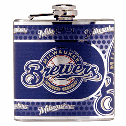 Milwaukee Brewers 6oz Stainless Steel Flask with Metallic Graphics