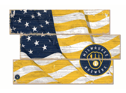 Milwaukee Brewers American Flag 3 Plank