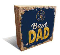 Milwaukee Brewers Best Dad 6x6 Wood Block