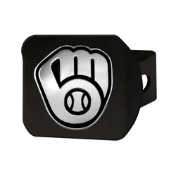 Milwaukee Brewers Black Metal Hitch Cover with Metal Chrome 3D Emblem