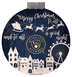 Milwaukee Brewers Christmas Village 12in Wall Art