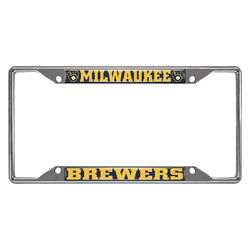 Milwaukee Brewers Chrome Metal License Plate Frame, 6.25in x 12.25in