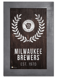 Milwaukee Brewers Laurel Wreath 11x19 Sign