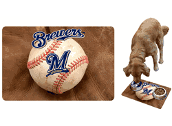 Milwaukee Brewers Pet Bowl Mat Classic Baseball Size Large