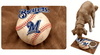 Milwaukee Brewers Pet Bowl Mat Classic Baseball Size Large