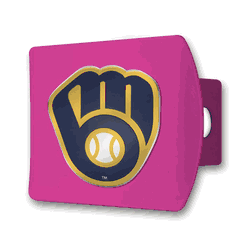 Milwaukee Brewers Pink Metal Hitch Cover with  3D Color Emblem