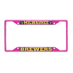 Milwaukee Brewers Pink Metal License Plate Frame - 6.25"x12.25"