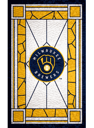 Milwaukee Brewers Stained Glass 11x19 Wood Sign