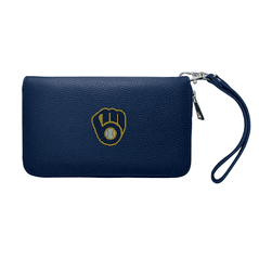 Milwaukee Brewers Zip Organizer Wallet Pebble Navy