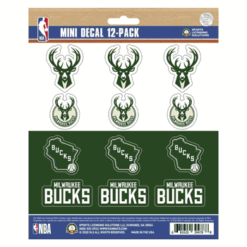 Milwaukee Bucks 12 Count Mini Decal Sticker Pack
