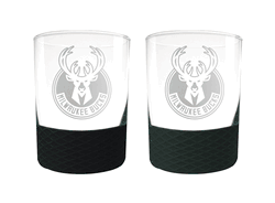 Milwaukee Bucks 2pc Laser Etched Commissioner Rocks Glass Set
