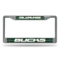 Milwaukee Bucks Classic 12" x 6" Silver Bling Chrome Car/Truck/SUV Auto Accessory