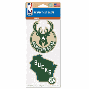 Milwaukee Bucks Decal 4x4 Die Cut Set of 2