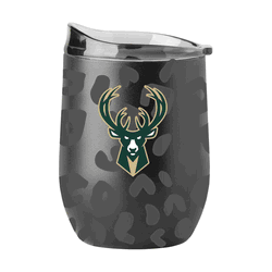 Milwaukee Bucks Leopard 16oz Black Powdercoat Curved Beverage