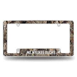 Milwaukee Bucks Mossy Oak 12" x 6" Chrome All Over Automotive License Plate Frame