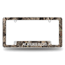 Milwaukee Bucks Mossy Oak 12" x 6" Chrome All Over Automotive License Plate Frame for Car/Truck/SUV