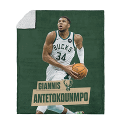 Milwaukee Bucks NBA Giannis Antetokounmpo Silk Touch Sherpa Throw Blanket 50 x 60 inches