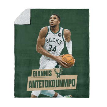 Milwaukee Bucks NBA Giannis Antetokounmpo Silk Touch Sherpa Throw Blanket 50 x 60 inches
