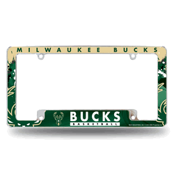 Milwaukee Bucks Primary 12" x 6" Chrome All Over Automotive License Plate Frame