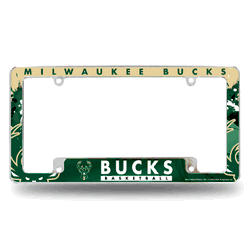 Milwaukee Bucks Primary 12" x 6" Chrome All Over Automotive License Plate Frame for Car/Truck/SUV