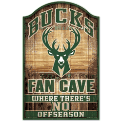 Milwaukee Bucks Wood Sign - 11x17 Fan Cave Design