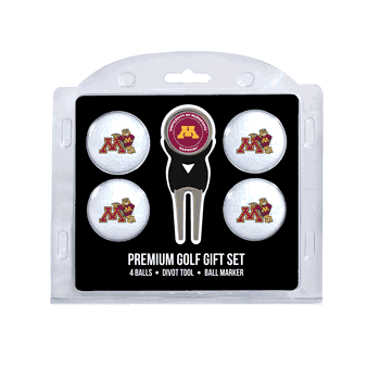Minnesota Golden Gophers 4 Ball Gift Set + Divot Tool & Marker