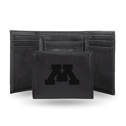 Minnesota Golden Gophers Black Laser Engraved Faux Leather Trifold