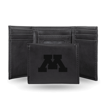 Minnesota Golden Gophers Black Laser Engraved Faux Leather Trifold