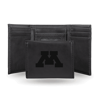 Minnesota Golden Gophers Black Laser Engraved Tri-Fold Wallet