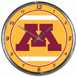 Minnesota Golden Gophers Clock Round Wall Style Chrome