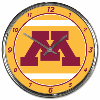 Minnesota Golden Gophers Clock Round Wall Style Chrome