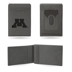 Minnesota Golden Gophers Gray Laser Engraved Front Pocket Wallet