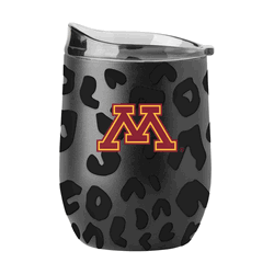 Minnesota Golden Gophers Leopard 16oz Black Powdercoat Curved Beverage